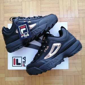 Fila Disruptor Black & Rose Gold 8 NWT